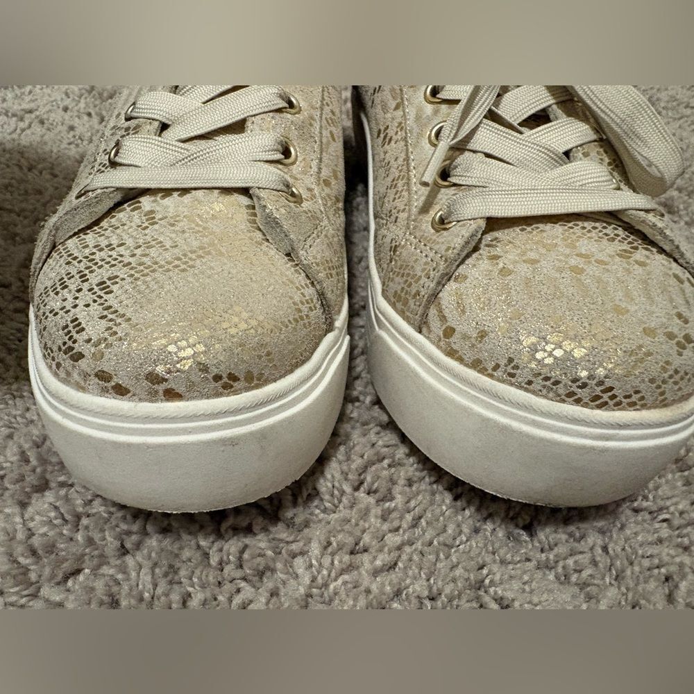 Keds Park Gold Metallic Suede Lace Up Sneakers - Picture 3 of 10